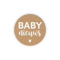 Sticker Baby nieuws kraft/wit 10 stuks (GX)