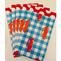 Kadozakjes auto rood/wit/blauw 12x19 cm 5 stuks