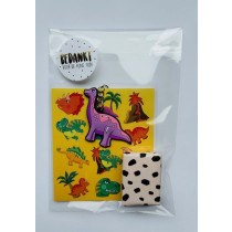 Kant en klare traktatie - Dino stickers met een sleutelhanger