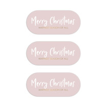 Stickers ovaal Merry Christmas lichtroze 10 stuks