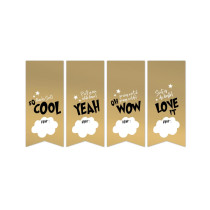 Sinterklaasmix stickers vaantje goud/zwart 12 stuks