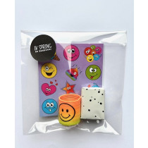 Kant en klare traktatie - Ik spring er vandoor met smiley stickers + springveer