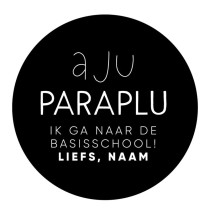 Gepersonaliseerd stickervel 24 stickers - Aju paraplu ik ga naar de basisschool liefs, naam