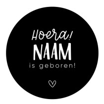 Gepersonaliseerd stickervel 24 stickers - Hoera (Naam) is geboren! met hartje