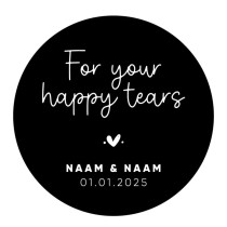 Gepersonaliseerd stickervel 24 stickers - For your happy tears ♥ Naam & Naam + datum 