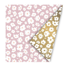 Kadopapier Fleurig Roze/Goud *