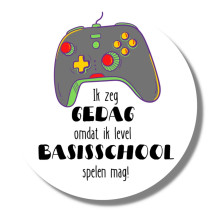 Traktatiesticker - Ik zeg gedag omdat ik level basisschool spelen mag 4 stuks