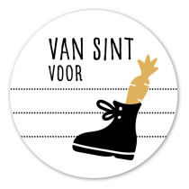 Sticker Van Sint voor: met schoen en wortel goudfolie 10 stuks