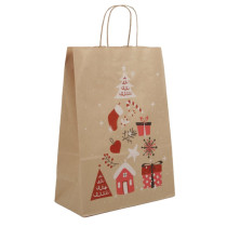 Kadotasje christmas tree kraft/rood/wit