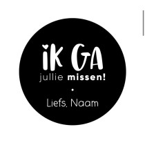 Gepersonaliseerd stickervel 24 stickers Ik ga jullie missen! Liefs, naam