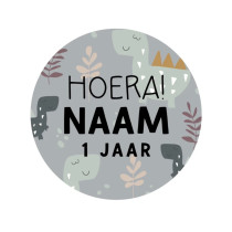 Gepersonaliseerd stickervel 24 stickers Dino grijs