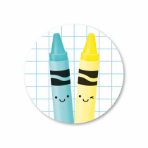 Stickerset 5 stickers Krijtjes blauw/geel SS