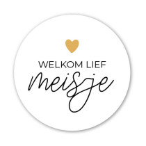 Sticker Welkom lief meisje met gouden hartje 10 stuks