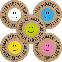 Stickermix - Bedankt voor het leuke Schooljaar smiley 35 mm 5 stuks