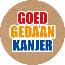 Sticker - Goed gedaan kanjer kraft/rood/wit/blauw 5 stuks