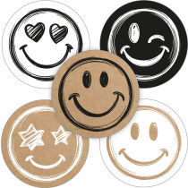 Stickermix smile in zwart/wit/kraft 10 stuks
