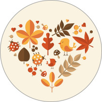 Sticker hart herfst - 35 mm - 10 stuks
