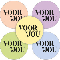 Stickermix Voor jou met hartje pastel 10 stuks