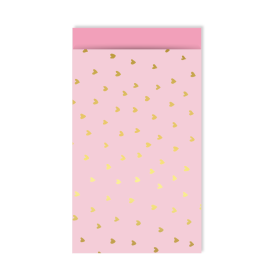 Kadozakje lichtoze met gouden mini hartjes 12 x 19 cm 5 stuks