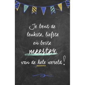 Mini kaartje - Jij bent de leukste, liefste en beste Meester ! schoolbord thema (LV)