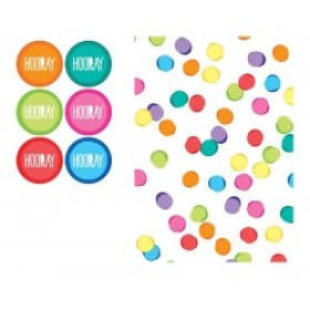 Set 6 papieren uitdeelzakjes confetti met sluitstickers
