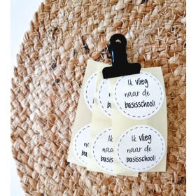 Traktatie-Sticker Ik vlieg naar de basisschool wit/zwart 5 stuks (LF)