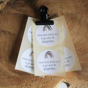 Traktatie-Sticker Hocus Pocus Pilatus Pas goudfolie met een regenboog  5 stuks (LF)