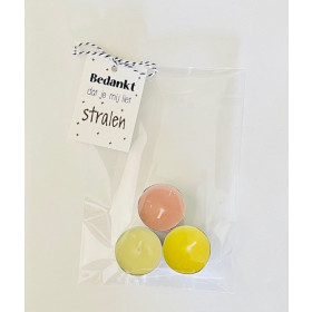 Kadosetje Bedankt dat jij mij liet stralen 3 waxinelichtjes