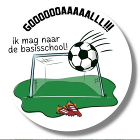 Traktatiesticker - voetbal GOOOAAALL ! Ik mag naar de basisschool 4 stuks