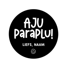 Gepersonaliseerd stickervel 24 stickers Aju paraplu met smiley! Liefs, Naam