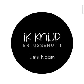 Gepersonaliseerd stickervel 24 stickers Ik knijp ertussenuit! Liefs, Naam