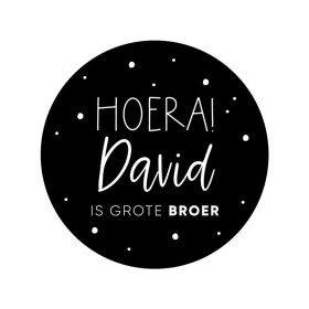 Gepersonaliseerd stickervel 24 stickers Hoera! Naam is grote broer