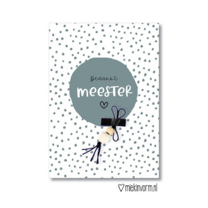 Ansichtkaart + gelukspoppetje || Bedankt meester