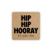 Sticker vierkant Hip Hip Hooray kraft 10 stuks (GX)
